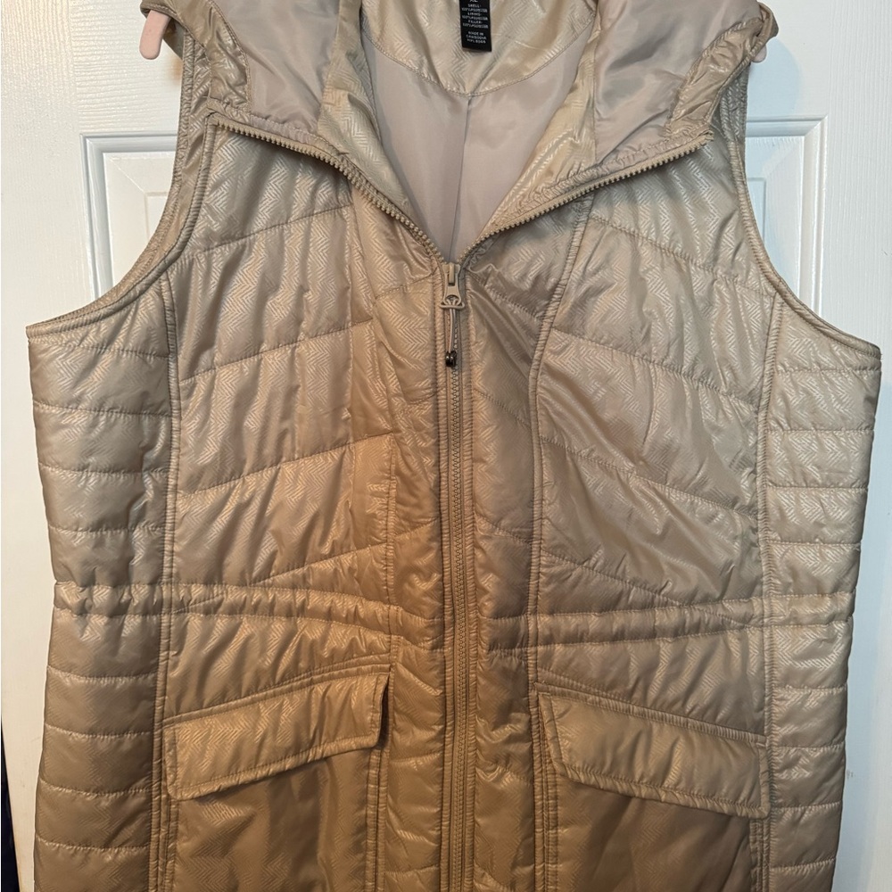 Style & Co. Light Tan Quilted‎ Hooded Vest